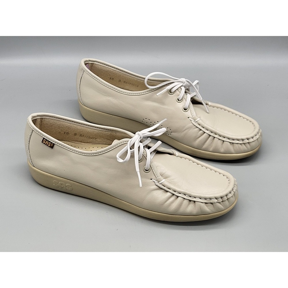 SAS Handsewn Bone Ivory Siesta Lace Up Loafers Comfort Mature Sz 10